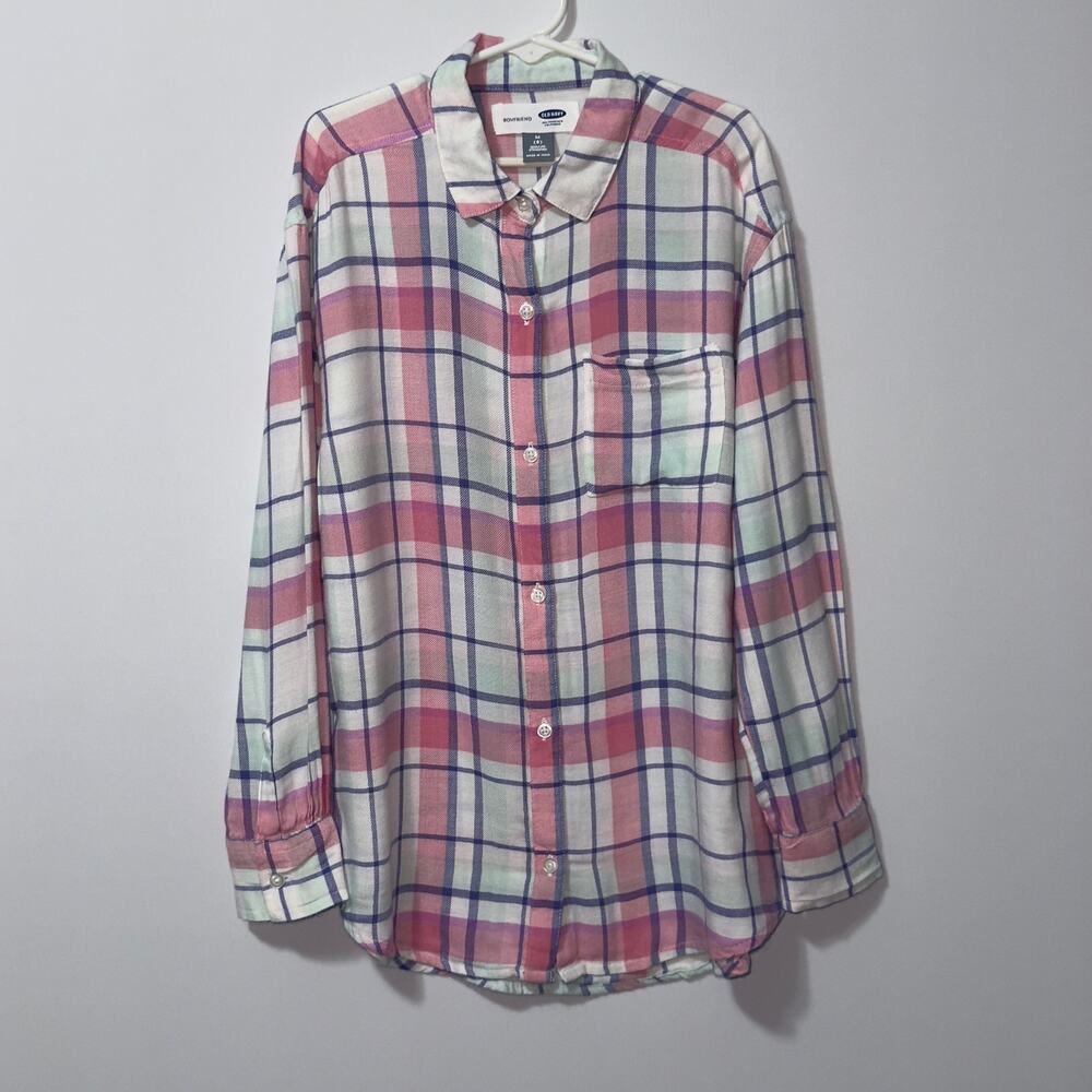 Old Navy Girls Boyfriend Plaid Tunic Shirt | Size M (8) | Long Sleeve